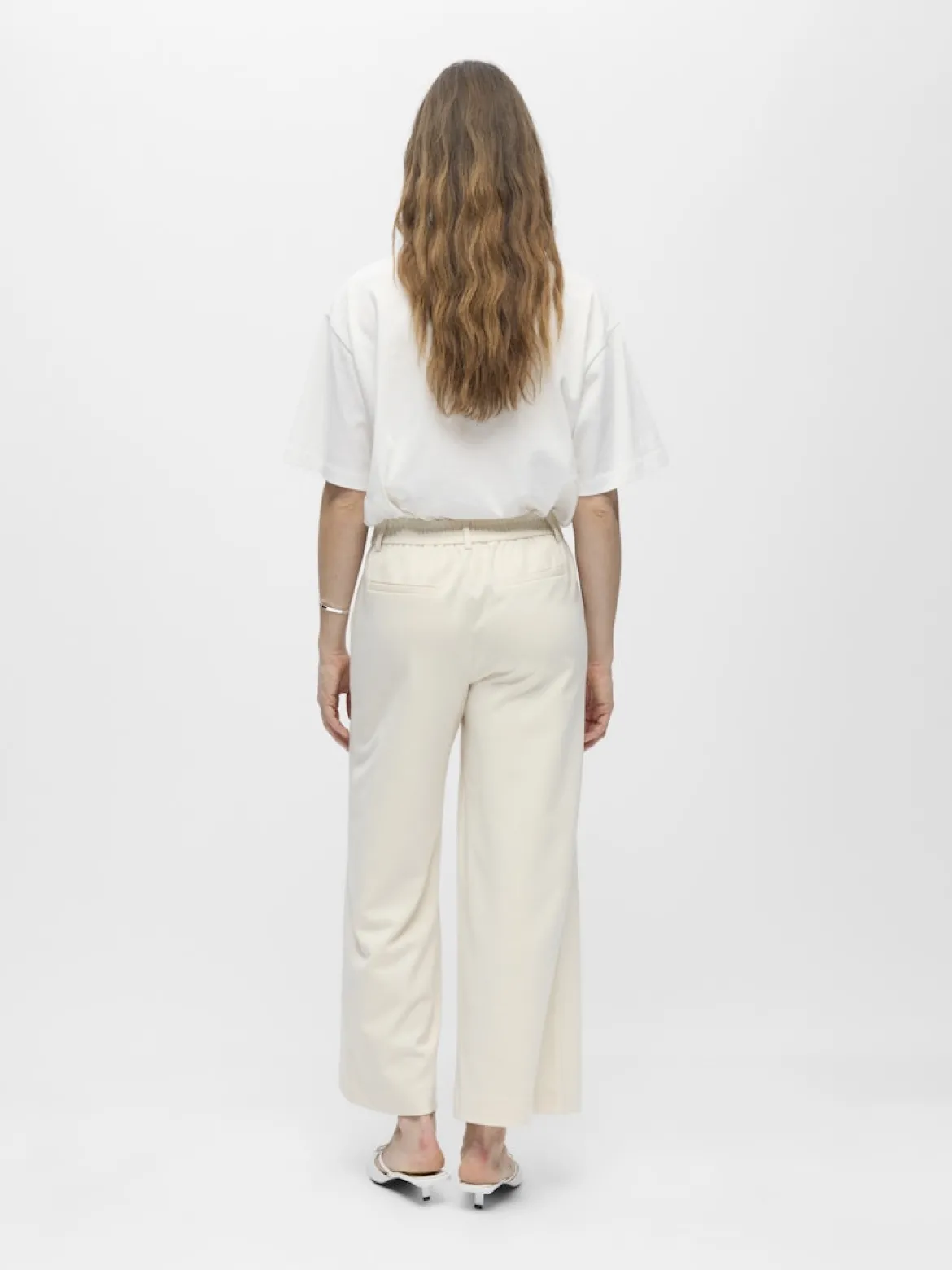 Object naisten housut OBJLisa Cropped Wide Pant Div, Sandshell