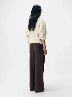 Object naisten housut OBJLisa Wide Pant,Seal Brown