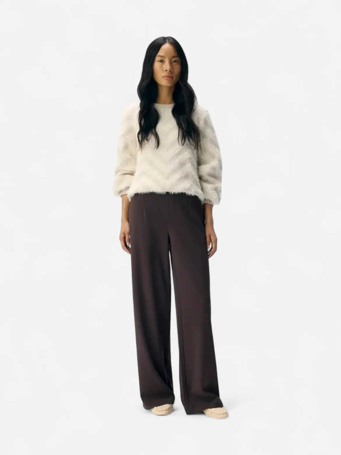 Object naisten housut OBJLisa Wide Pant,Seal Brown