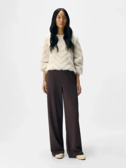 Object naisten housut OBJLisa Wide Pant,Seal Brown