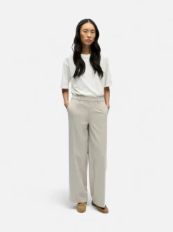 Object naisten housut OBJLisa Wide Pant, Humus Melange