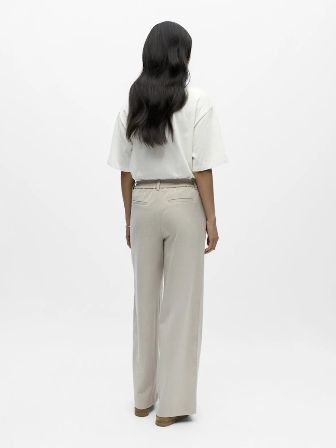 Object naisten housut OBJLisa Wide Pant, Humus Melange
