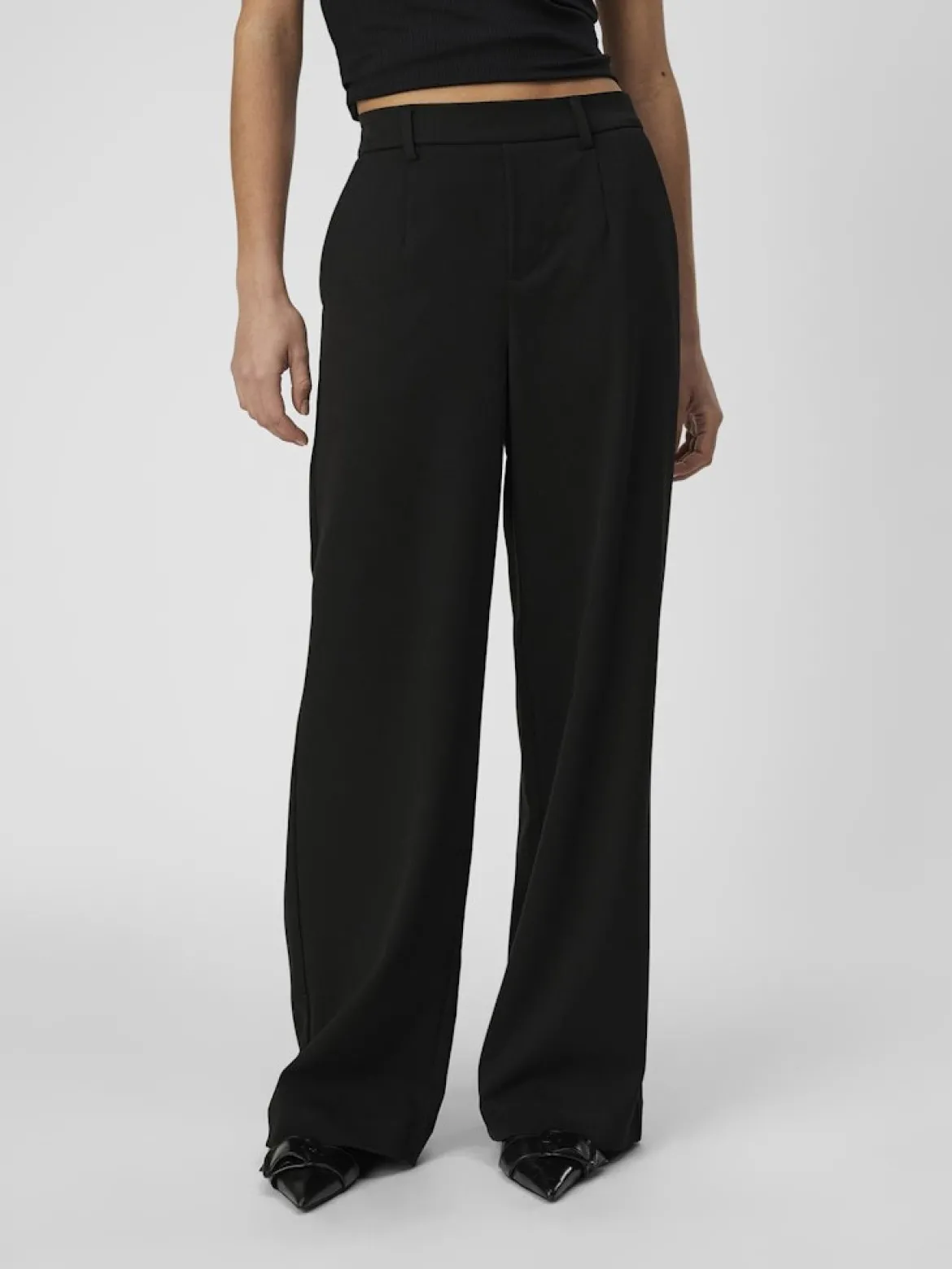 Object naisten housut OBJLisa Wide Pant, musta