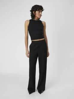 Object naisten housut OBJLisa Wide Pant, musta