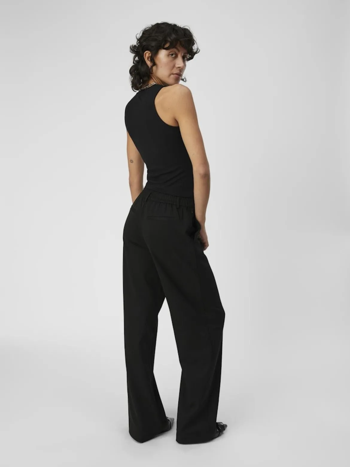 Object naisten housut OBJLisa Wide Pant, musta