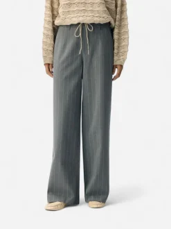 Object naisten housut OBJLisa Wide Pant, Medium Grey Melange