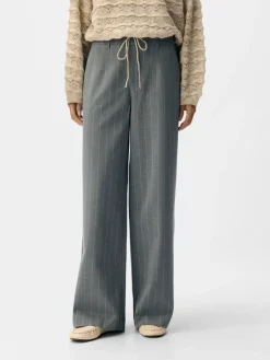 Object naisten housut OBJLisa Wide Pant, Medium Grey Melange