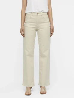 Object naisten housut, OBJMARINA MW TWILL JEANS Valkoinen