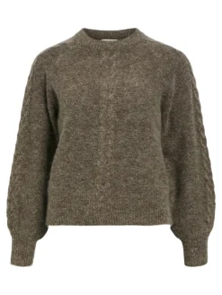 Object Naisten Neule, OBJNETE LO KNIT PULLOVER NOOS Kaakaonruskea
