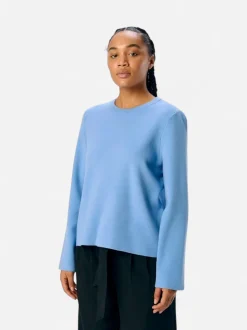 Object naisten neule, OBJREYNARD SQUARE SLEEVE O-NECK Cornflower Blue