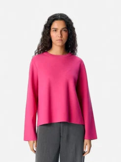 Object naisten neule, OBJREYNARD SQUARE SLEEVE O-NECK Raspberry Sorbet