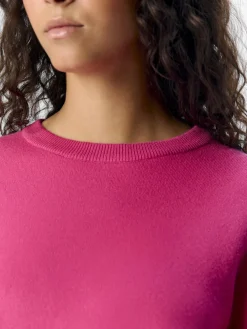 Object naisten neule, OBJREYNARD SQUARE SLEEVE O-NECK Raspberry Sorbet