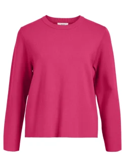 Object naisten neule, OBJREYNARD SQUARE SLEEVE O-NECK Raspberry Sorbet