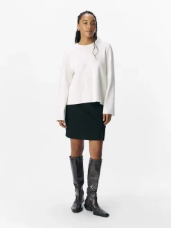 Object naisten neule, OBJREYNARD SQUARE SLEEVE O-NECK Cloud Dancer