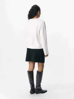 Object naisten neule, OBJREYNARD SQUARE SLEEVE O-NECK Cloud Dancer