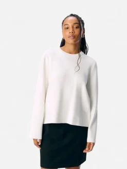 Object naisten neule, OBJREYNARD SQUARE SLEEVE O-NECK Cloud Dancer