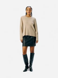 Object naisten neule, OBJREYNARD SQUARE SLEEVE O-NECK Humus