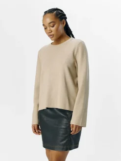 Object naisten neule, OBJREYNARD SQUARE SLEEVE O-NECK Humus