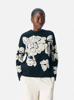 Object Naisten Neulepaita, OBJray LO L/S Knit Pullover Black Sandshell Flow