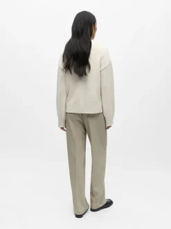 Object naisten neulepusero Objsima L/S Lo Knit Pullover Noos, White Sand