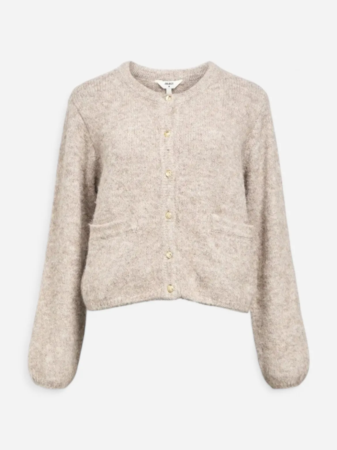 Object naisten neuletakki, OBJSAGGIA RE L/S KNIT CARDIGAN Humus