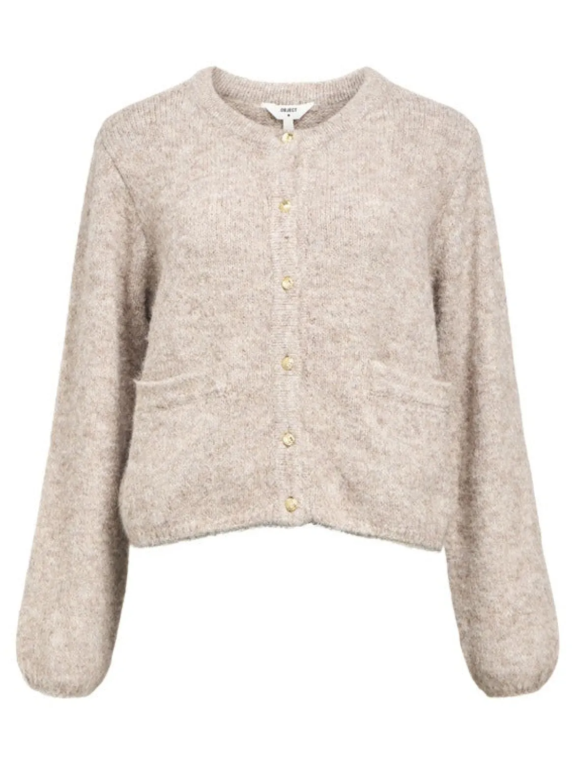 Object naisten neuletakki, OBJSAGGIA RE L/S KNIT CARDIGAN Humus