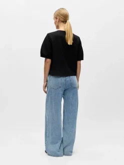 Object naisten paita OBJLISA S/S Re Top, musta