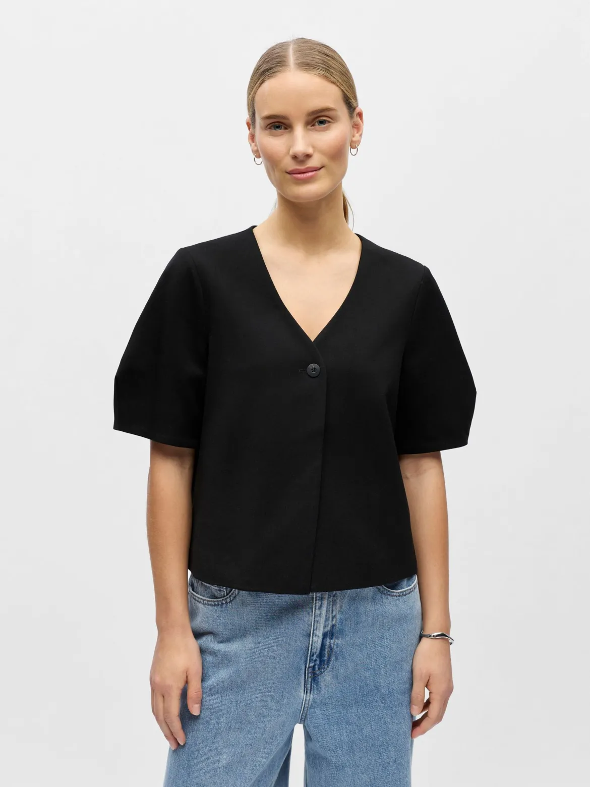 Object naisten paita OBJLISA S/S Re Top, musta