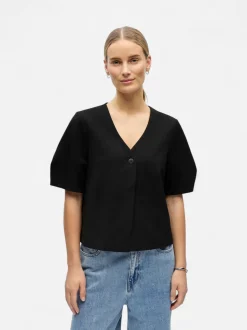 Object naisten paita OBJLISA S/S Re Top, musta