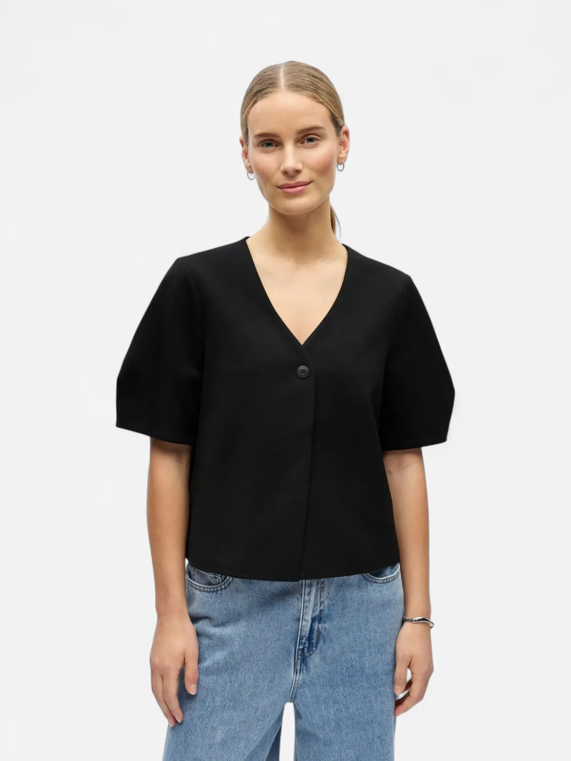 Object naisten paita OBJLISA S/S Re Top, musta