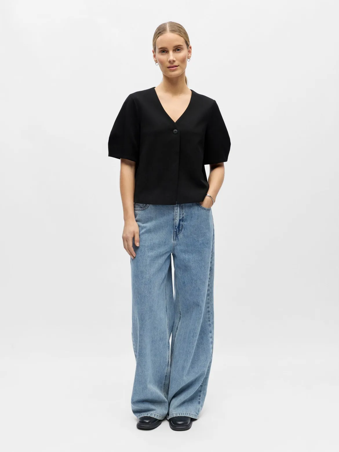 Object naisten paita OBJLISA S/S Re Top, musta