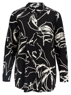 Object naisten paitapusero OBJSanne L/S Shirt, musta kuviollinen