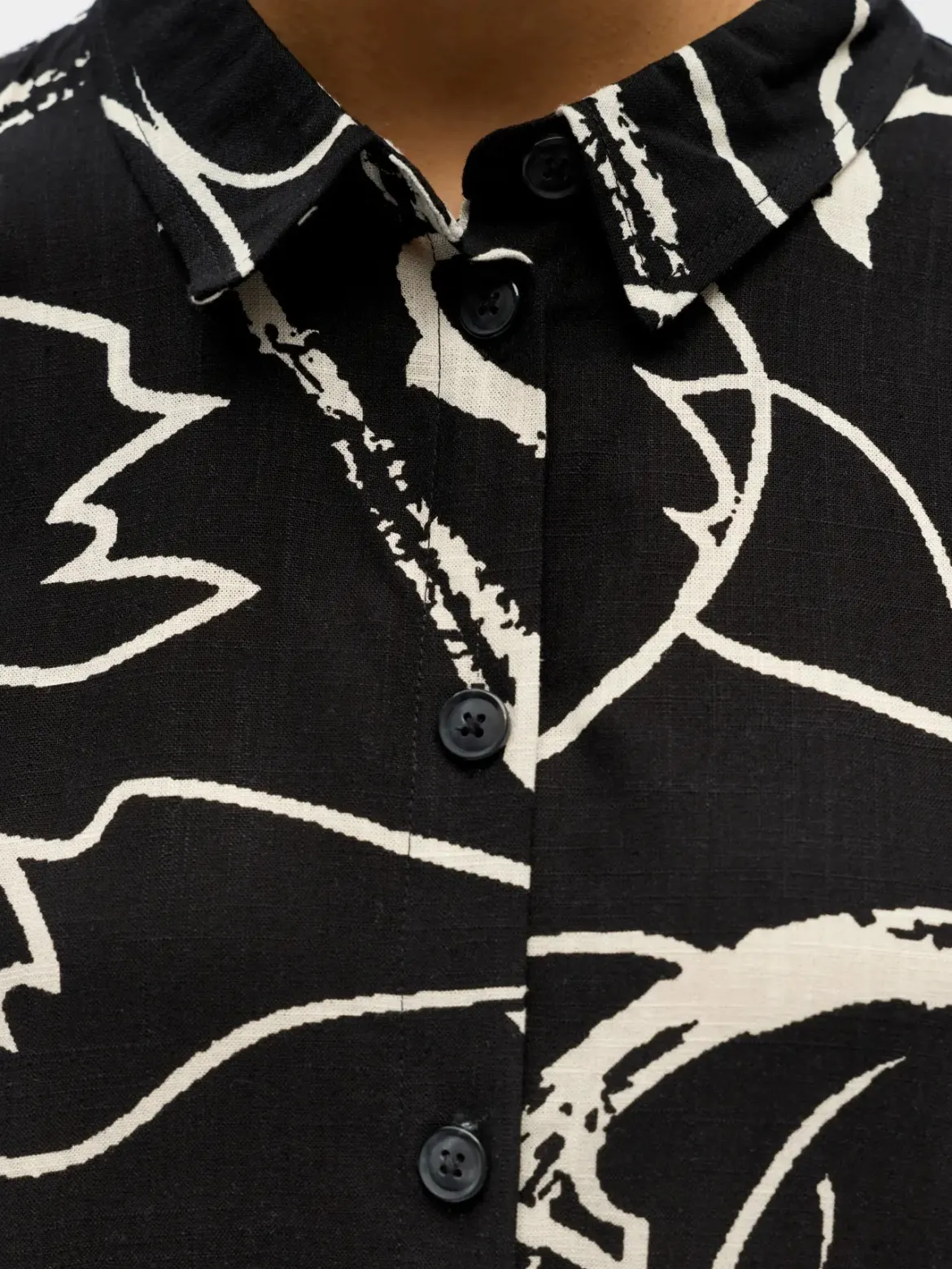 Object naisten paitapusero OBJSanne L/S Shirt, musta kuviollinen