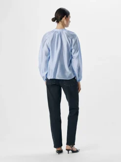 Object naisten pusero, OBJHEIDI L/S LO V-NECK TOP Cornflower Blue
