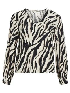 Object naisten pusero, OBJJACIRA L/S V-NECK TOP Beige Kuosi