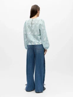 Object naisten pusero OBJMYA RE L/S Top, Winter Sky Cloud dancer