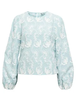 Object naisten pusero OBJMYA RE L/S Top, Winter Sky Cloud dancer