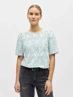 Object naisten pusero OBJMYA 2/4 RE TOP, Winter Sky Cloud dancer