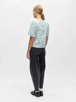 Object naisten pusero OBJMYA 2/4 RE TOP, Winter Sky Cloud dancer