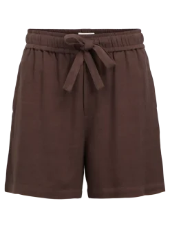 Object naisten shortsit OBJSanne HW Wide Shorts, tummanruskea