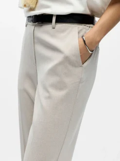 Object naisten suorat housut OBJLISA MW Straight Pant, Humus Melange