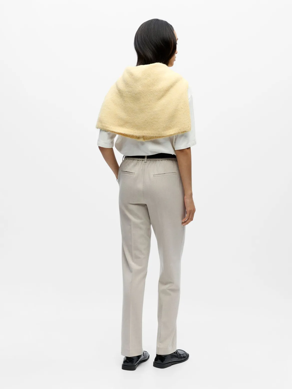Object naisten suorat housut OBJLISA MW Straight Pant, Humus Melange