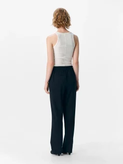 Object naisten suorat housut, OBJLISA MW STRAIGHT PANT Black