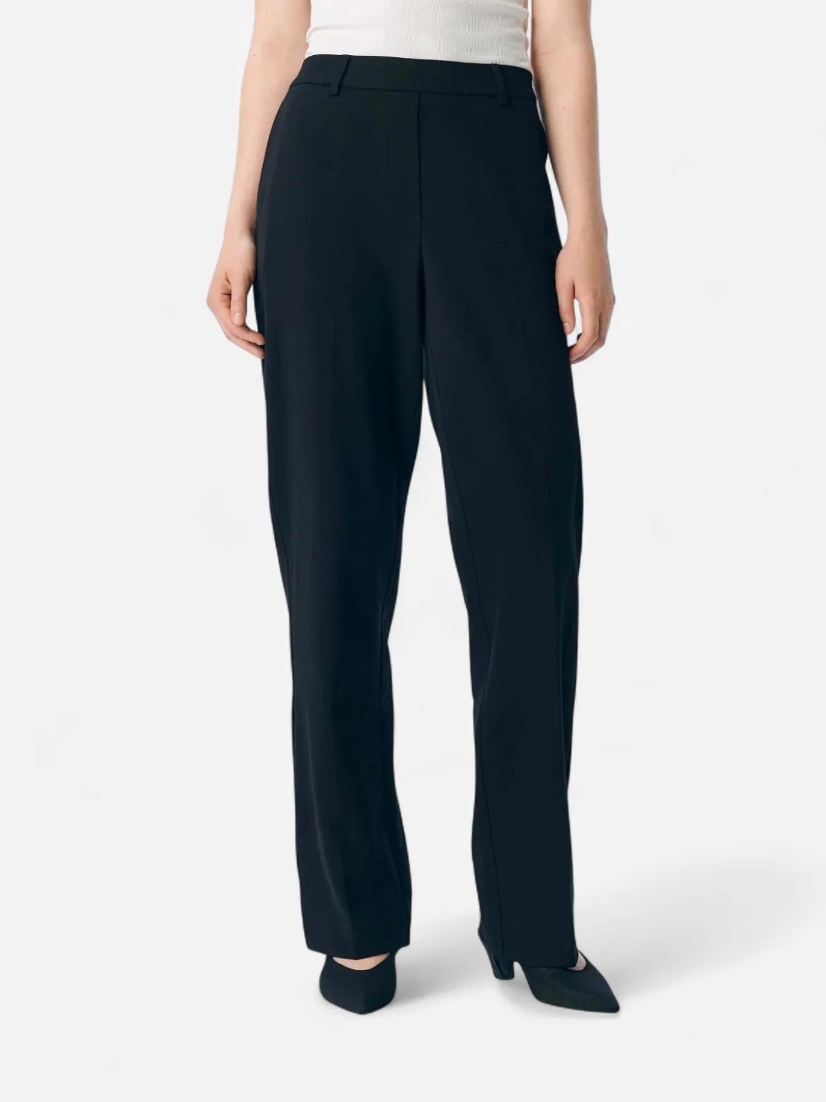 Object naisten suorat housut, OBJLISA MW STRAIGHT PANT Black