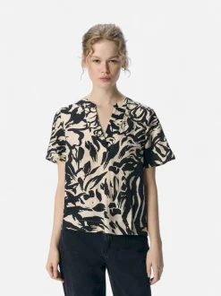 Object naisten toppi, OBJKARINA S/S RE V-NECK TOP Sandshell