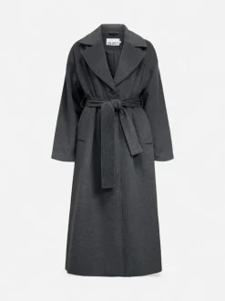 Object naisten villakangastakki OBJAUBREY L/S LO COAT 141, Medium Grey Melange