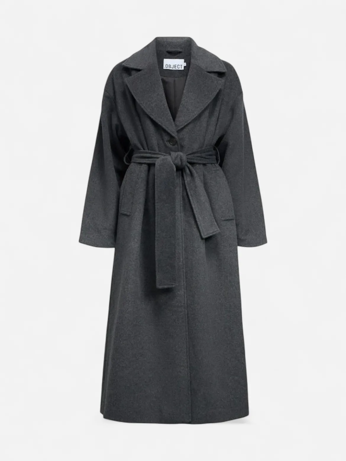 Object naisten villakangastakki OBJAUBREY L/S LO COAT 141, Medium Grey Melange