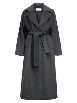 Object naisten villakangastakki OBJAUBREY L/S LO COAT 141, Medium Grey Melange