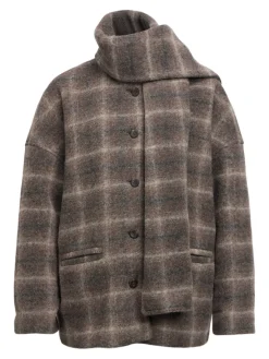 Object naisten villakangastakki Objmaise Scarf Jacket, Carafe Check