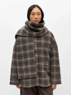 Object naisten villakangastakki Objmaise Scarf Jacket, Carafe Check